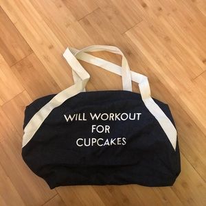 “Will workout for cupcakes” gym duffle bag